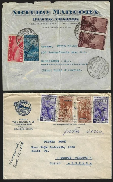 ITALY 1953 US AMG FTT 20 PLUS 100 LARGE x2 TIED TRIESTE TO TEXAS