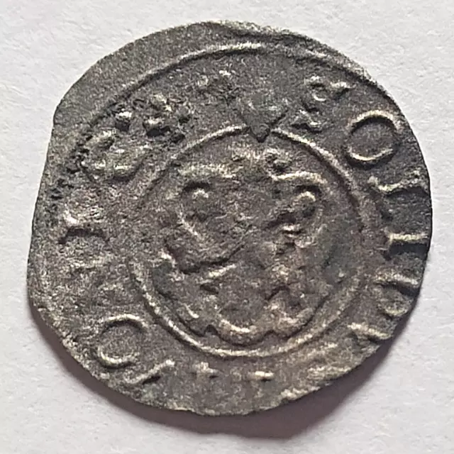 1 Solidus Christina Poland Livonia Riga Billon Silver Coin Schilling 1643?