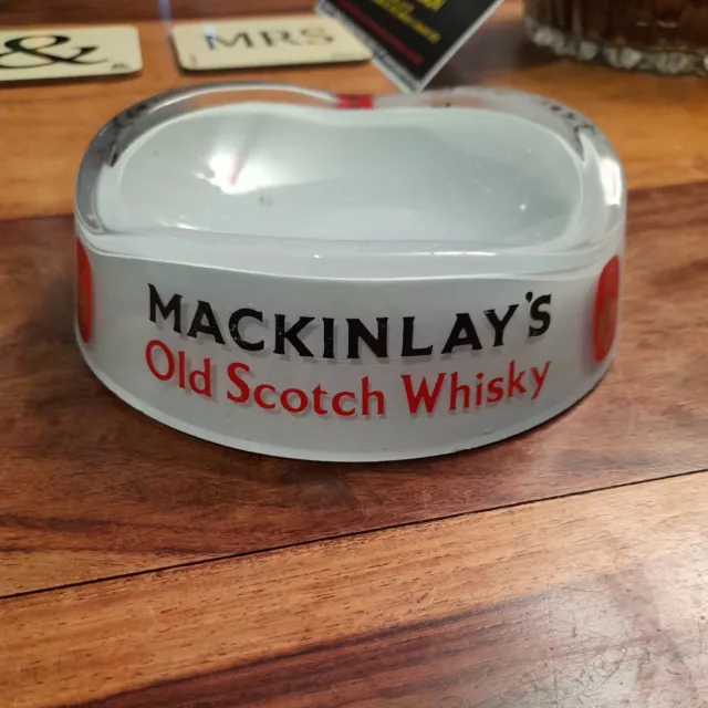 A Vintage Rare Mackinlay’s Old Scotch Whisky Advertising Ashtray White Glass