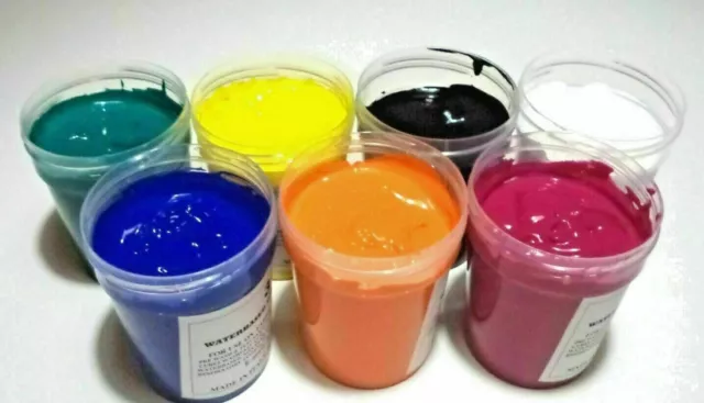 Water based screen printing Ink for Fabric, Paper and Card. Starter kit 7 color