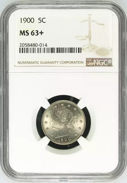 :1900 5C Key Date Liberty Head Nickel Lustrous Ngc Ms63+ Low Pop Highest Grades