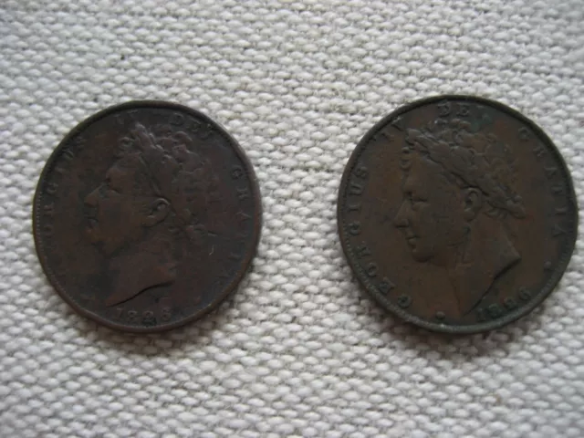 TWO 1826 George IV Farthing Coins