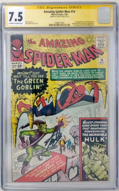 Amazing Spider-Man #14 ~ Cgc 7.5 Vf- ~ 1St Green Goblin & Signed Stan Lee ~ 1964