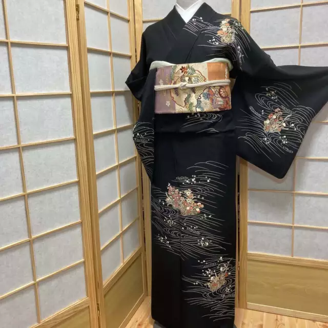 8892# Japanese kimono Vintage Pure Silk Robe Traditional Kimono only sold 169cm