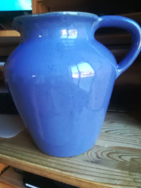 Tonkrug, blau glasiert, innen braun, Vase, Höhe 22 cm, Inhalt 2,5 l