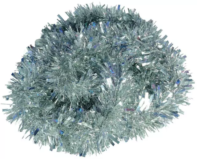 Silver Luxury Deluxe Chunky Christmas Tinsel Garland Tree Decorations Bulk Buy