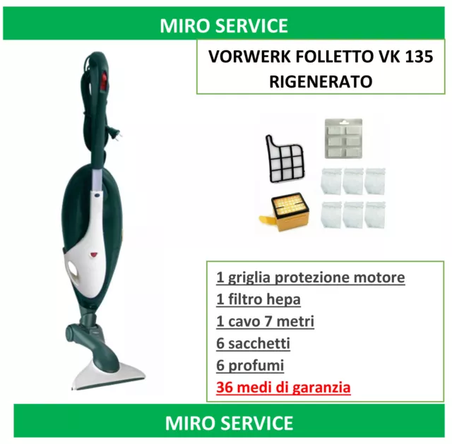 Scopa Elettrica Vorwerk Folletto  Vk 135 Con Hd 40 - 36 Mesi Di Garanzia