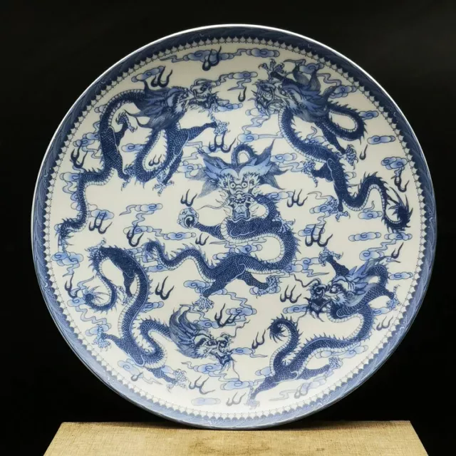 Beautiful Replica of Qing Dynasty era  Five Dragon Plate with Qianlong Enamel