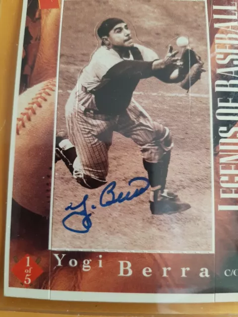 1995 STOUFFER'S POP UP YOGI BERRA  ON CARD AUTOGRAPH New York Yankees WITH COA 3