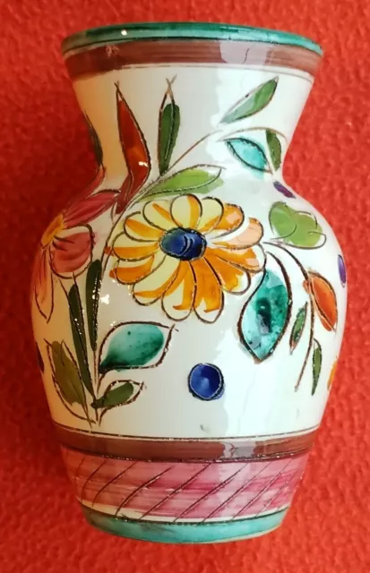Superbe petit vase en faïence, décor fleurs, origine Italie (comme neuf)