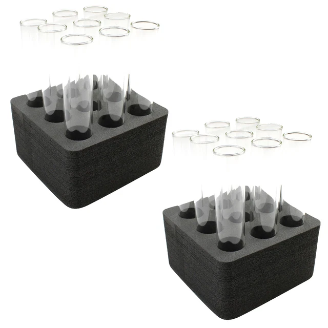 2 Test Tube Freezer Stands Transport Holds 9 Fits up to 30mm Black Foam Rack