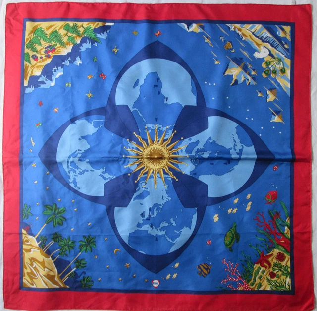 Foulard En Soie BREGUET By PROJECTIF - 87 X 90 Cm - Jaune - Vintage Et En Parfait état