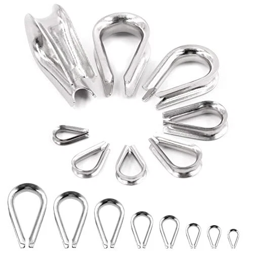 12Pcs M10 304 Stainless Steel Wire Rope Thimbles Eyelet Cable Thimble Rigging...