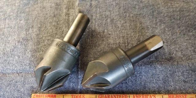 (2 pieces) M A Ford 1" x 90° + 82 °HSS 6 Fl Countersink, 1/2" Shank, model 79