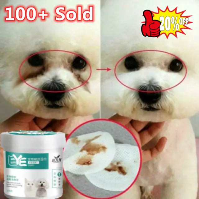 Wipes Wet Pet Eye Dog Cat Tear Stain Remover Cleaning Paper Hot Towels