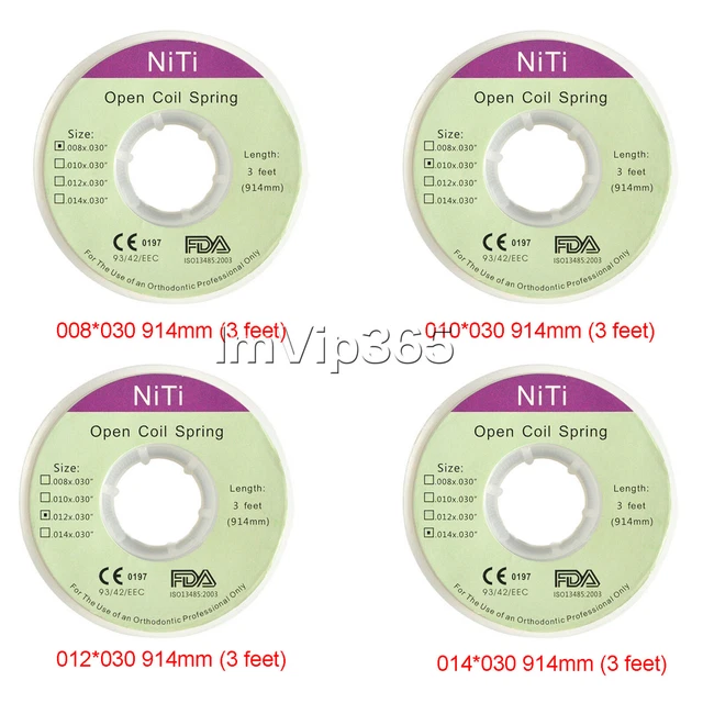 Dental Orthodontic Niti Open Coil Spring Spool Dia.008/010/012/014 Inch 914 mm