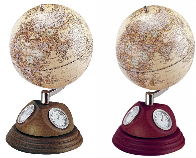 GLOBUS WETTERSTATION MIT Uhr Thermometer Hygrometer Welt Kugel Erde EUR