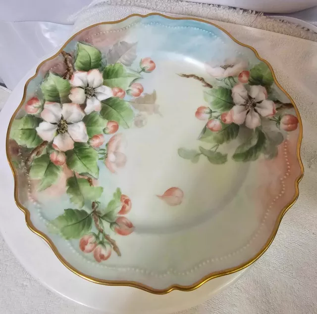 A. Rich 1905 O&EG royal austria plate 9.5" w/ Floral gold rim- A15