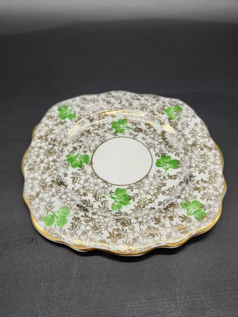 Vintage Phoenix Side Plate Bone China Floral Green Clovers England