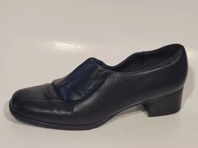 Munro American Womens 7.5 M Block Heel Loafer Booties Black Leather Slip On Shoe