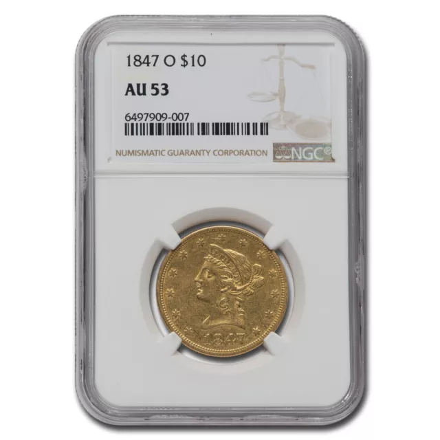 1847-O $10 Liberty Gold Eagle AU-53 NGC