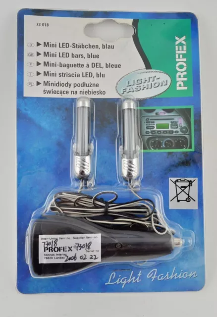 PROFEX Mini Bastoncini LED, Blu Veicolo Light Fashion 12V Adattatore Accendisigari