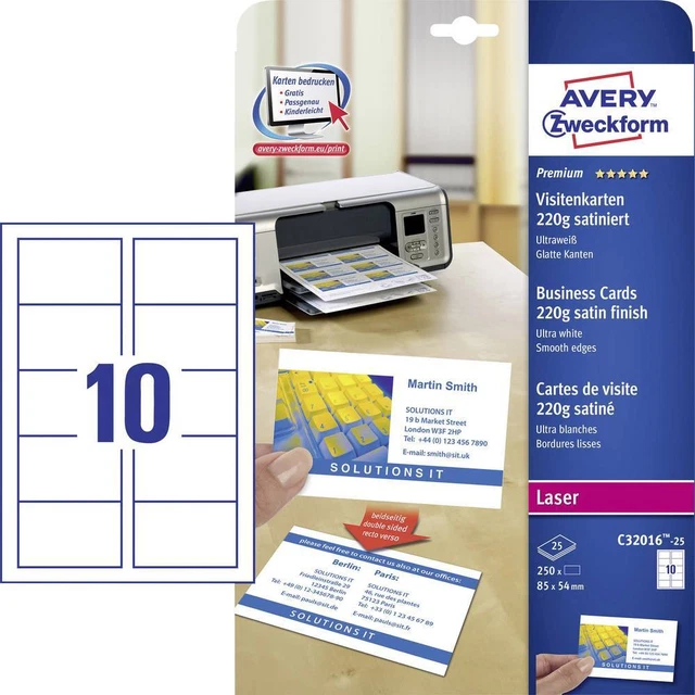 SIGEL Dp746 100 Cartes de Visite Imprimables 3C, Découpe Lisse des