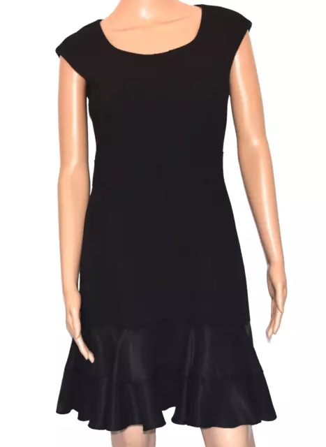 Rebecca Taylor Terri Black Round-Neck Sleeveless Sheath Flounce Hem Dress Size 6