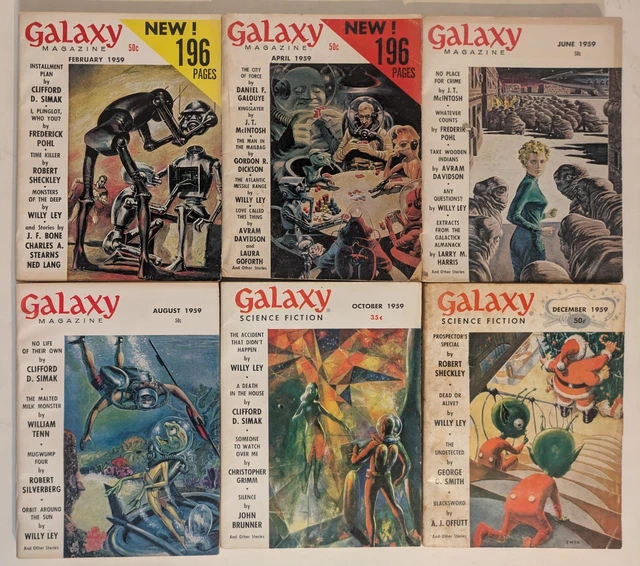 GALAXY SCIENCE FICTION 1959: Feb, Apr, Jun, Aug, Oct, Dec | 6