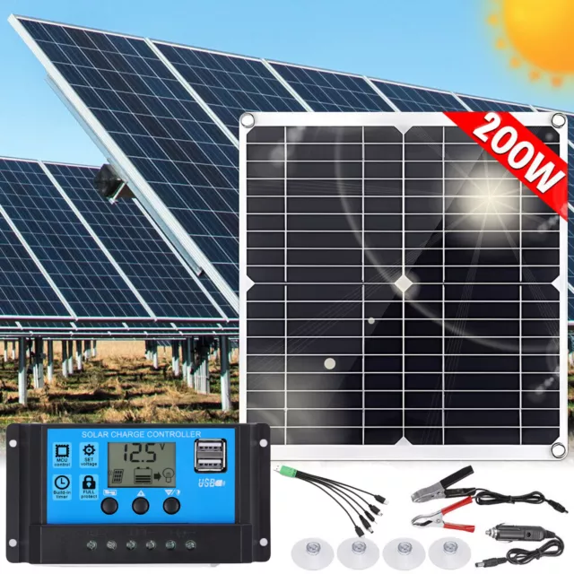 200W Solar Panel 12 Volt Trickle Battery Charger For Caravan Car Van Boat Kit