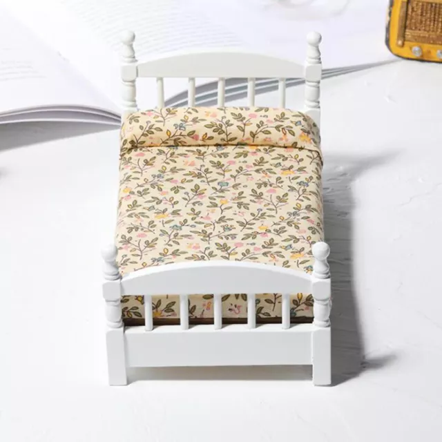 1:12 Dollhouse Miniature White Toy Bed Furniture Bedroom Doll House B YK