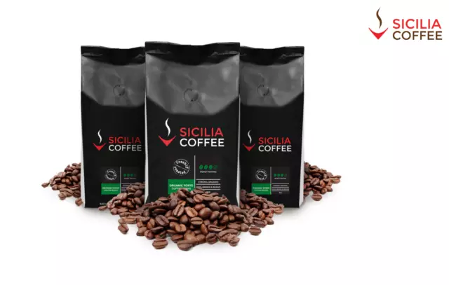 3kg ORGANIC FORTE Fresh Coffee Beans, Strong and Dark Roast, 100% Arabica