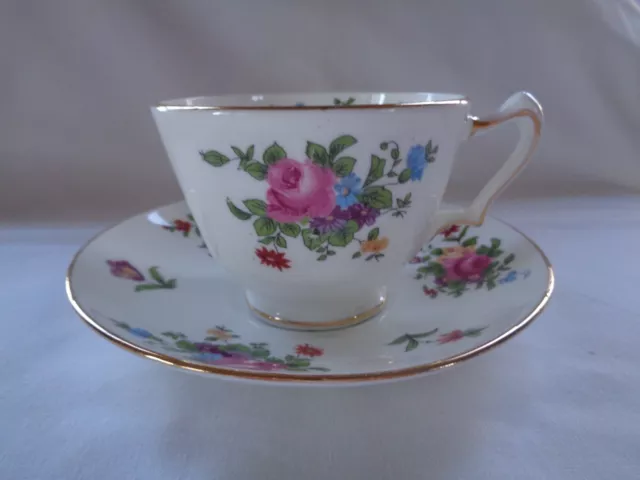 Vintage Crown Staffordshire Bone China Cup and Saucer