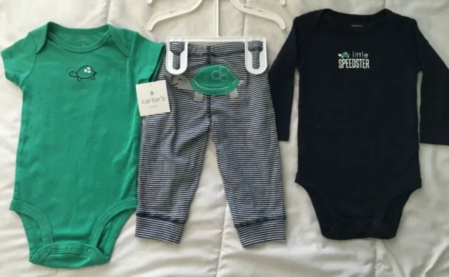 LOT NWT 3 6 Months Carters BABY Boys BODYSUIT TURTLE Butt outfit pants set shirt