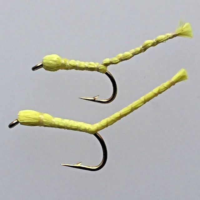 Lot de 4 mouches pour pêche à la truite, perche, arc-en-ciel, cric et oiseau de feu taille 2/0, pêche à la mouche du brochet