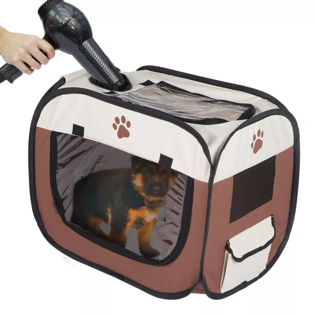 Caja de secado de pelo portátil para mascotas jaula plegable bolsa de viaje para gatos perros Tdm