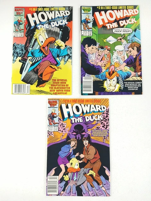 Howard The Duck #1-3 NEWSSTAND Movie Adaptation Set 1986 Marvel Comics VF 1 2 3