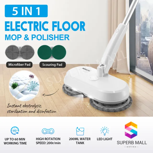 Cordless Spin Mop Sterilize Floor Cleaner Mop Tile Wax Polisher Washer Sweeper