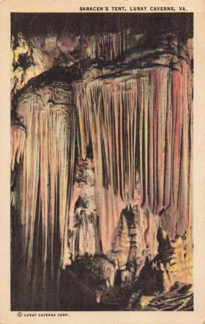 Luray VA Virginia, Saracen's Tent Formation, Luray Caverns, Vintage Postcard