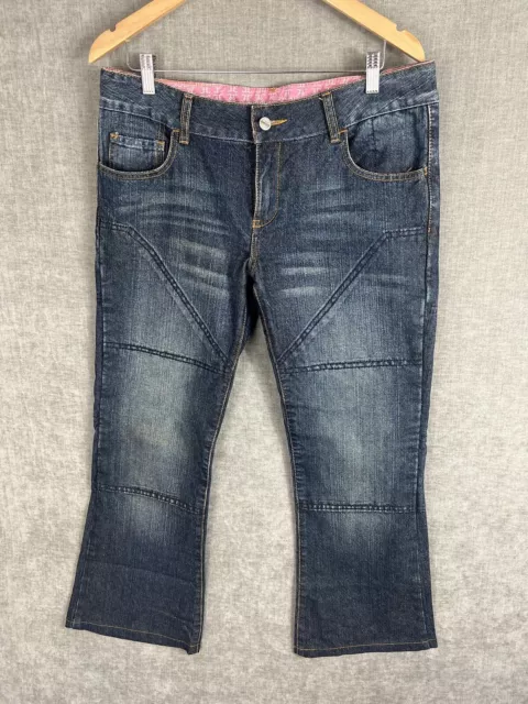 HORNEE Womens Denim Motorcycle Jeans Size 14 Lined Bootcut Mid Rise