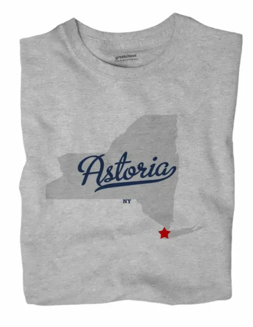 Astoria New York NY T-Shirt Queens MAP