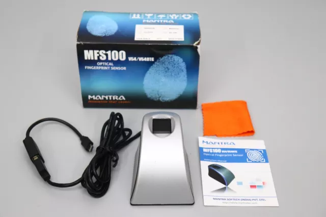 MANTRA MFS100 V54 Optische USB Fingerabdruck Sensor Schwarz / Silber + Rechnung