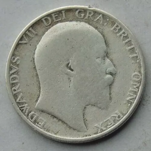 1906 Edward VII Silver Shilling, worn, S3982, 24mm 5.38g, Lion on Crown