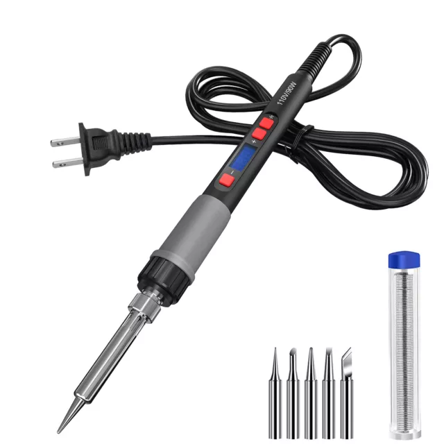 90W Soldering Iron Kit Electric Welding Tool Solder Tips Adjustable Temperature