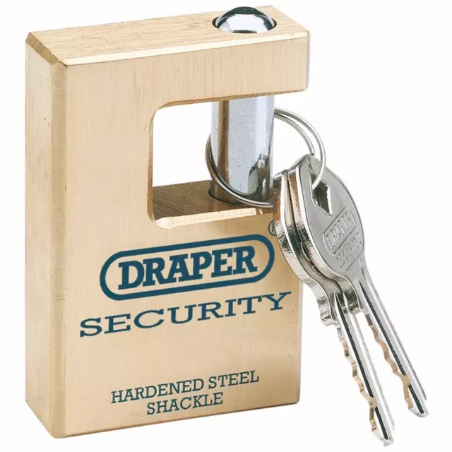 DRAPER 64201 - 63mm Quality Close Shackle Solid Brass Padlock and 2 Keys with