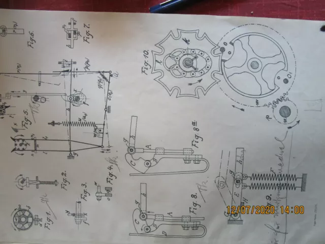 Konstruktions Zeichnungen um 1920 mechanische Weberei Technikum Reutlingen