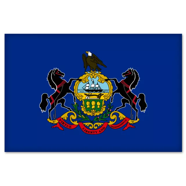 Pennsylvania State Flag car bumper sticker 5" x 4"