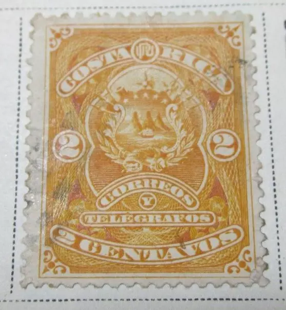 Costa Rica 1892 Stamp 2 Centavos Antique Rare StampBook3-229