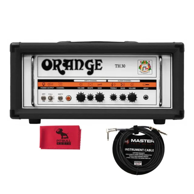 Orange Amps TH30H Black Tube Guitar Amp Head, 30-Watt 2-Channel w/ Cable & Cloth