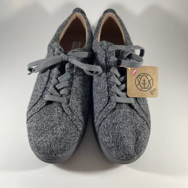 FITFLOP RALLY WOMENS Size 10 Shoe Grey Merino Wool Mix Lace Up Low Top ...